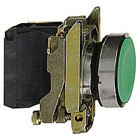 XB4BA31-Buton cu revenire cu inel metalic Ø22, 1NO, Culoare Verde